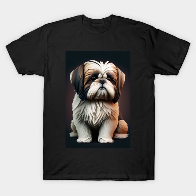 Super Cute Shih Tzu Portrait T-Shirt by KoolArtDistrict